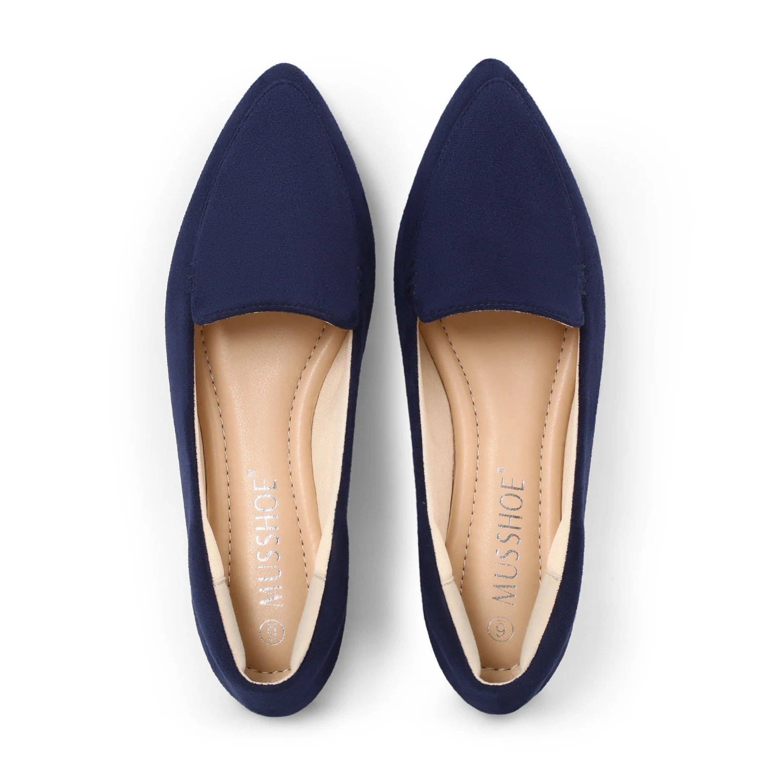 Туфли MUSSHOE женские с острым носком балетки без застежки Классическая мягкая