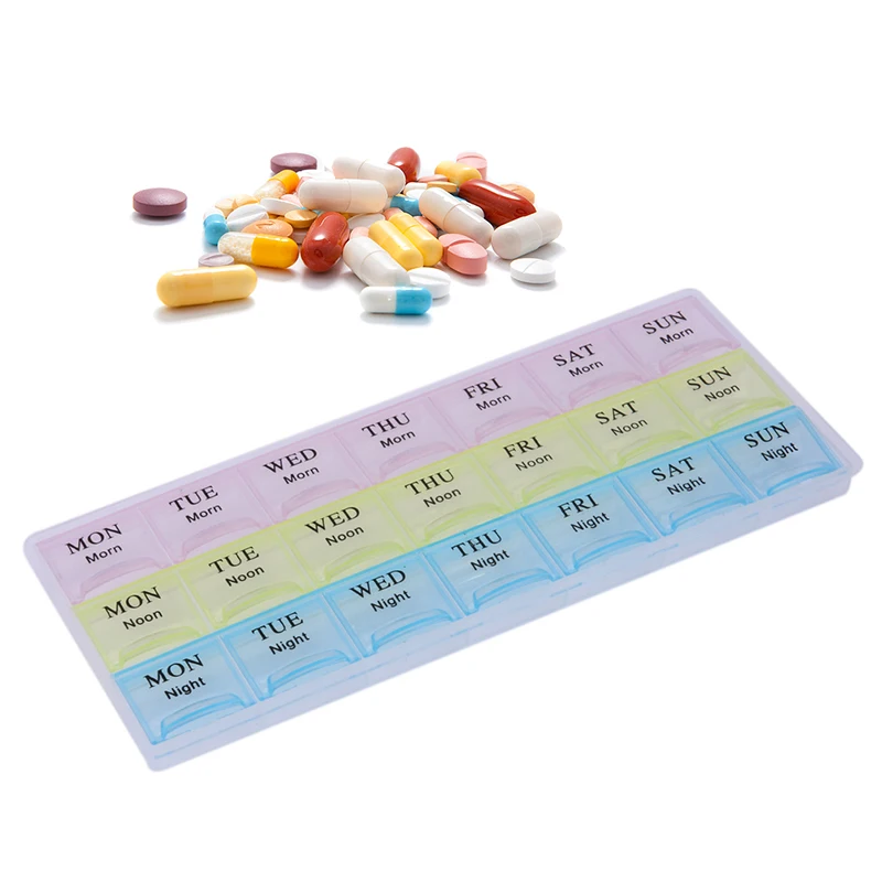 

Mini Pill Box Organizer Tablet Holder 21 Days Slot Weekly Medicine Container Organizer Case for Diet Pills Box