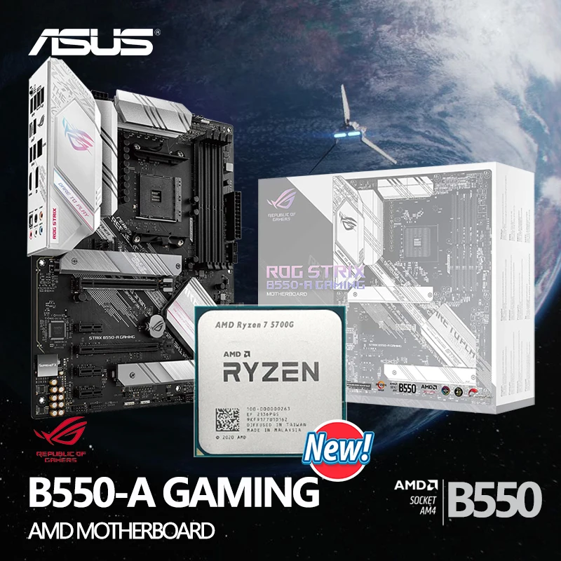 

Новая игровая материнская плата AMD Ryzen 7 5700g R7 5700g + ASUS ROG Strix B550 A Gaming AMD AM4 Zen 3 ATX, новая, но без вентилятора