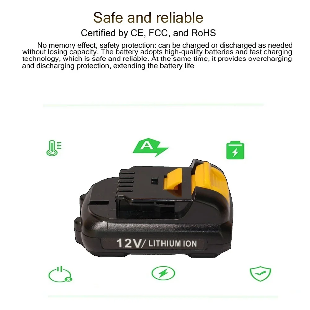 Литий-ионная батарея для DeWalt DCB120 DCB123 DCB122 DCB124 DCB121 3 0-в 12 В