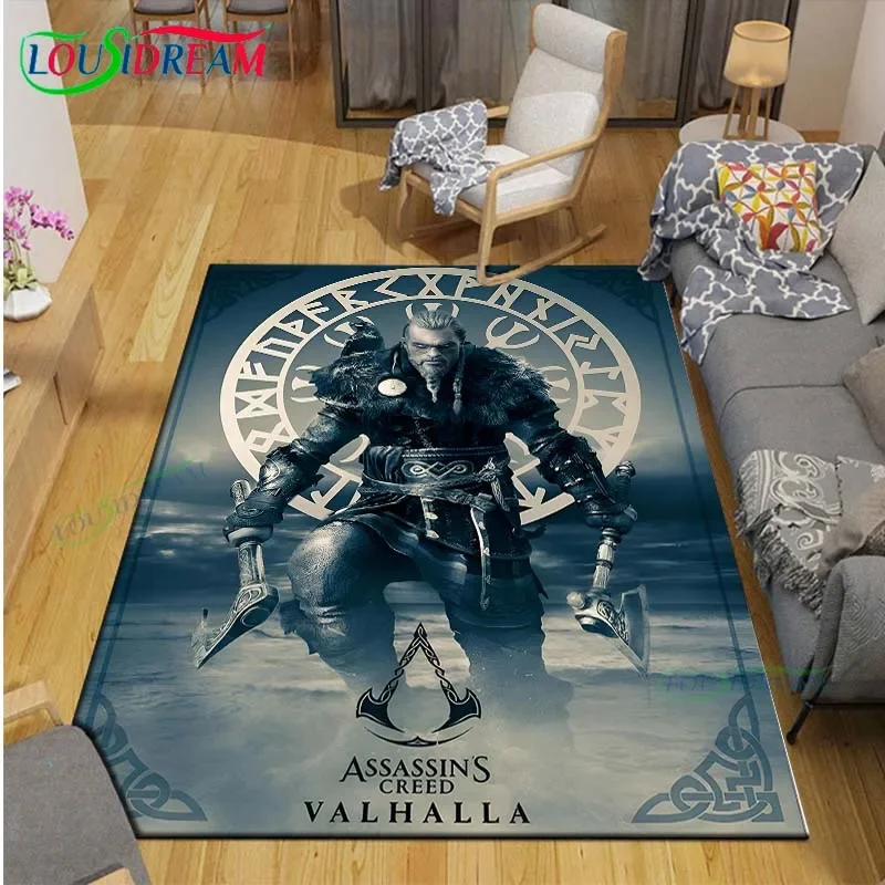 Фото Горячий ковер с принтом Creed Valhalla, уличный ковер, нескользящий ковер, декор для спальни, ковер A-Assassin's для комнаты, подарок №2