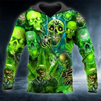 plstar cosmos newest 3d print green skeleton weed skull gift harajuku streetwear casual unique unisex hoodiessweatshirtzip q 4