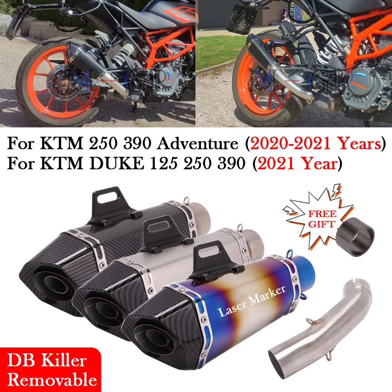 

For KTM DUKE 125 250 390 ADV Adventure 2020 2021 Motorcycle Exhaust System Middle Link Pipe Muffler DB Killer Escape Moto Modify
