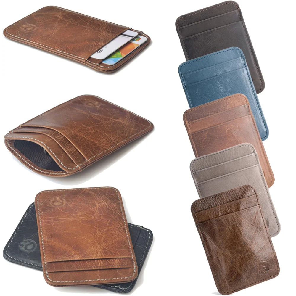 

Men Wallet Brown Coin Purse Small Mini Card Holder Male Wallet Pocket Thin Purses Money Bag Slim Wallet New
