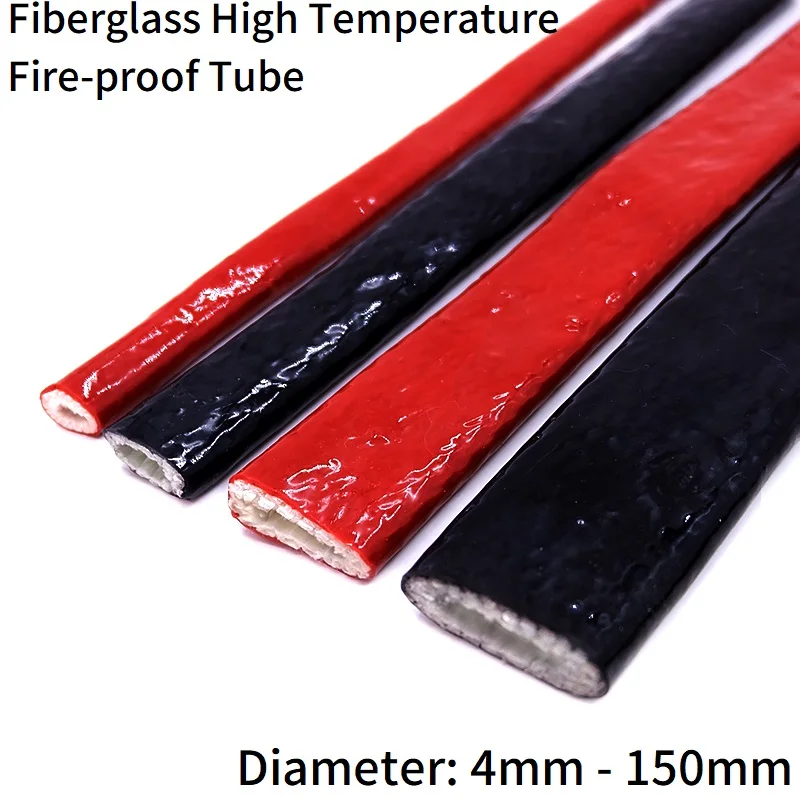 High Temperature Resistant Fiberglass Tube Silicone Resin Coated Glass Fiber Braided Fireproof Sleeve Fire Retardant Casing Pipe