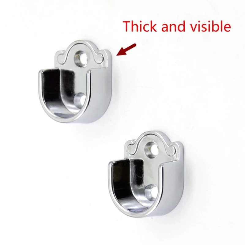 4Pcs Zinc-Alloy Wardrobe Rail Bracket Hanging Rod End U-Shaped Clothes Closet Rail Bracket Shower Curtain Rod Flange End images - 6