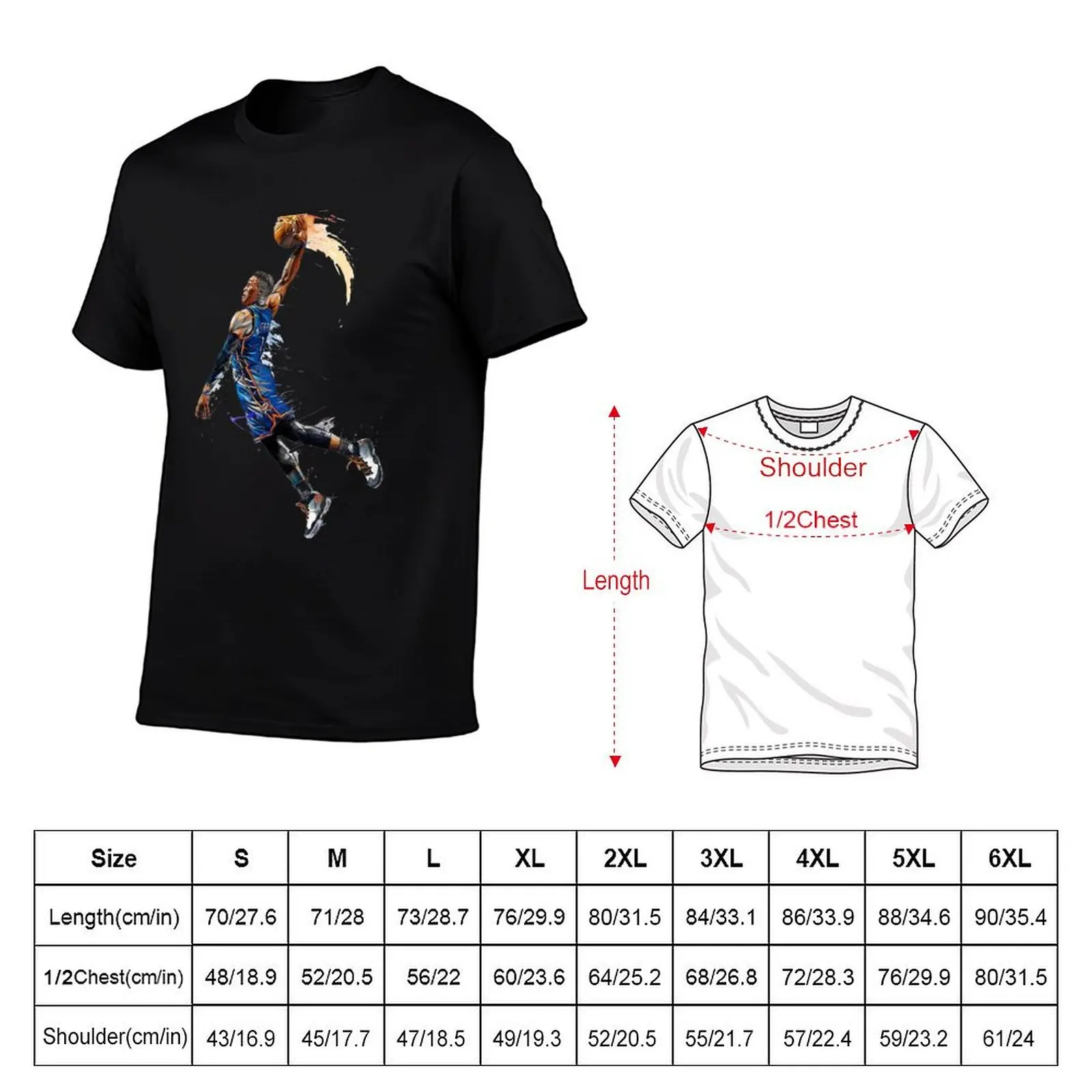 Фото Футболка Russell Westbrook Dunking Art, спортивная футболка для активного отдыха, мужская спортивная футболка №2
