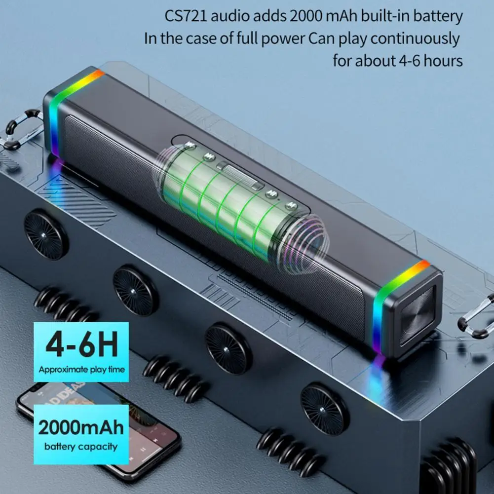 

1 Set Roller Design 85dB Long Battery Life Built-in 2000mAH Battery Wireless Speaker Laptop Speakers for PC