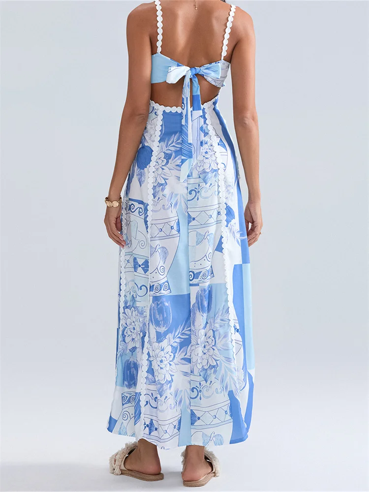 CHRONSTYLE женское летнее длинное платье без рукавов на бретельках повседневное