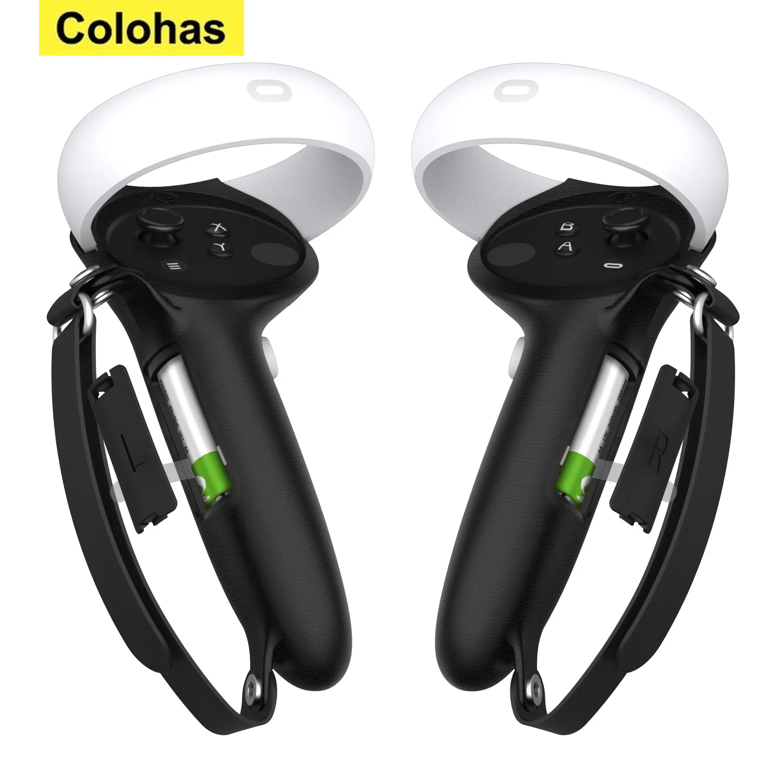 

For Oculus Quest 2 Controller Grips Handle Lengthen Cover with Battery Opening Protector with Knuckle Straps VR Accessories