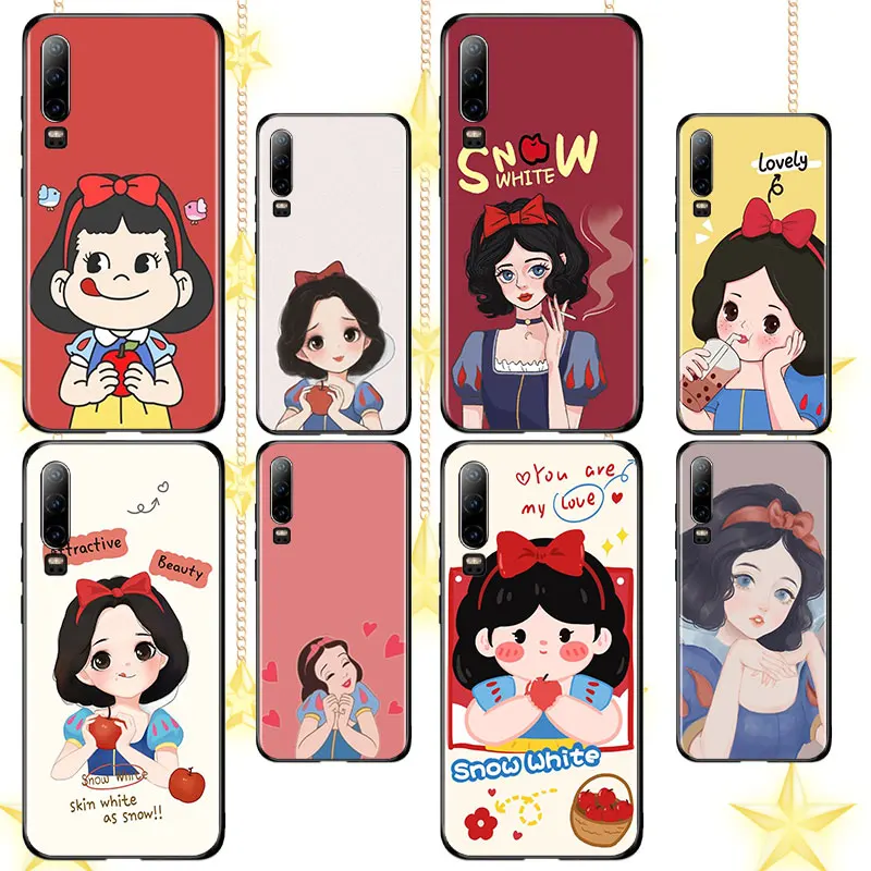 

pretty snow white Princess For Huawei P10 P20 P30 P40 P50 lite Pro lite E P Smart 2019 Z 2021 2018 2020 Black luxury Phone Case