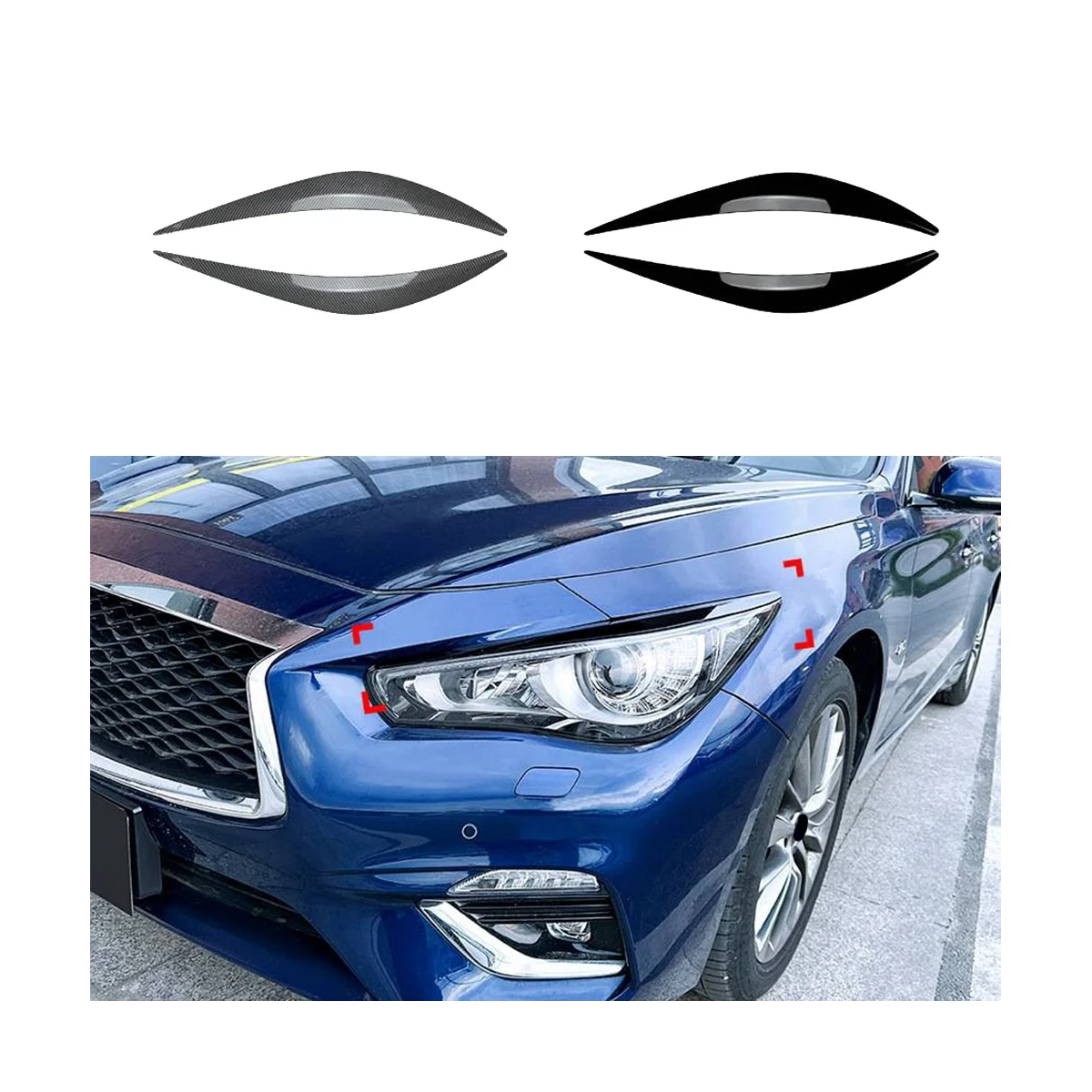 Накладка на переднюю фару автомобиля из углеродного волокна Декоративная полоса