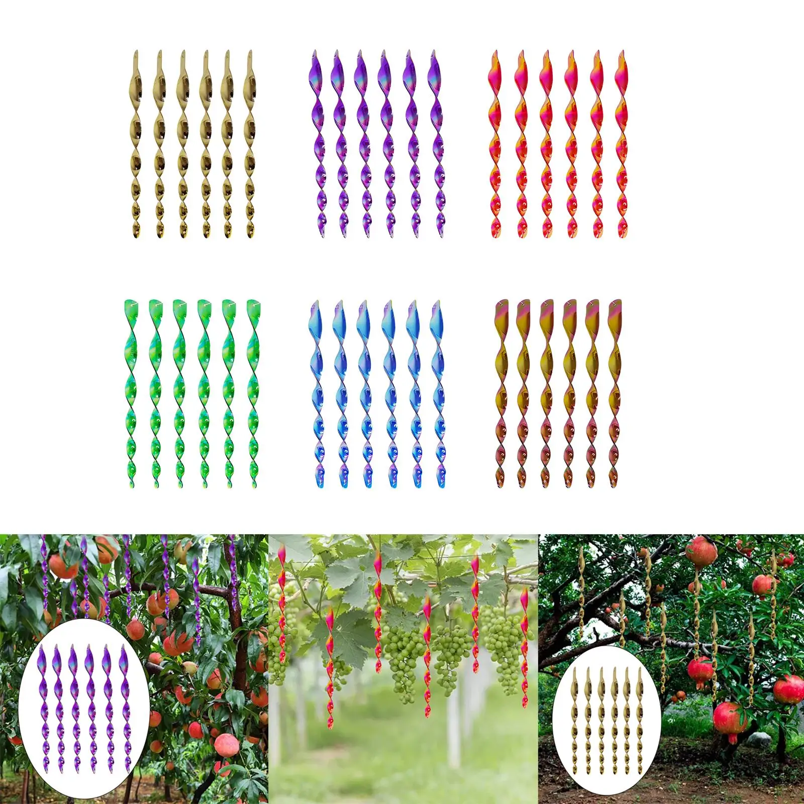 Светоотражающие спиральные штанги из репеллента для птиц 6 шт. 12 дюймов подвесное