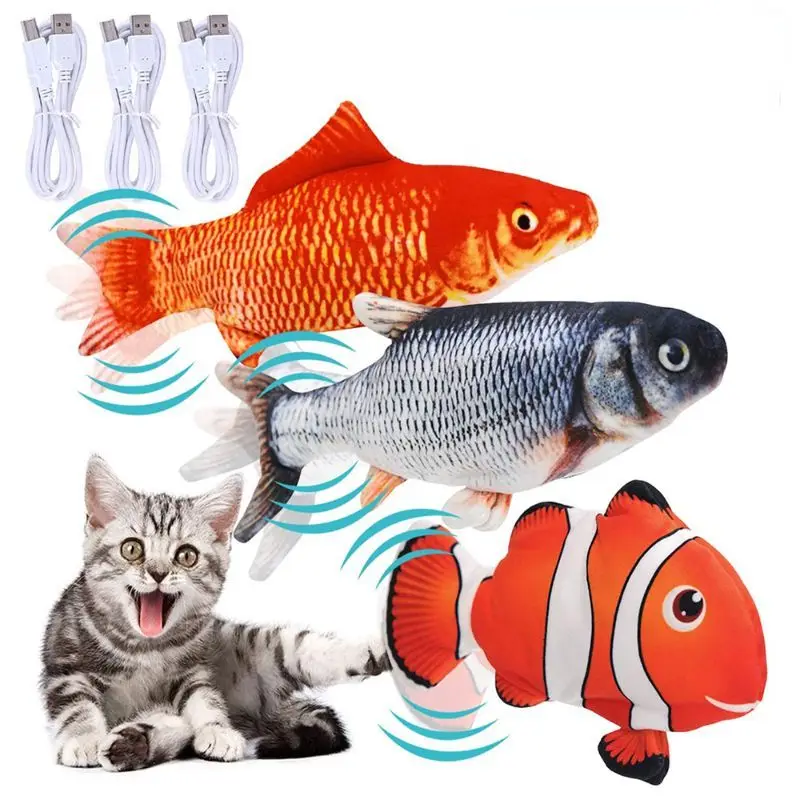 

Pet Soft Plush USB Charger Fish Cat 3D Simulation Dancing Wiggle Fish Toy Pet Interaction Supplies Cat Favors Kitten Accessories