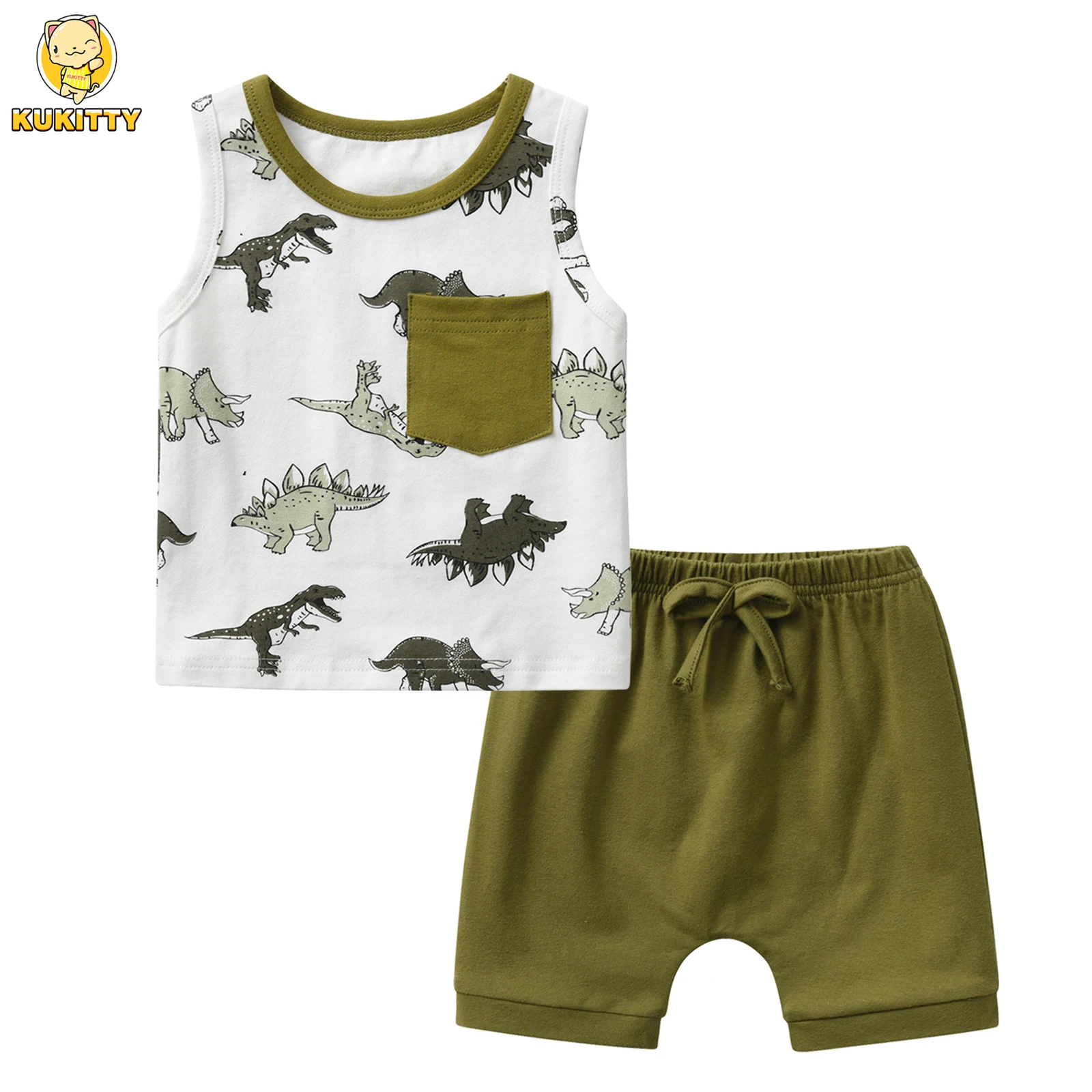 Комплект Летней Одежды Kukitty Для Маленьких Мальчиков Хлопковая Футболка Из 2