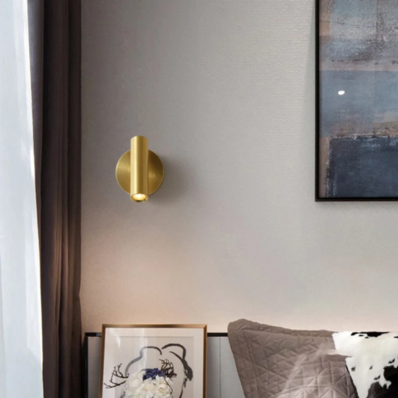 Современная простая белая черная золотая металлическая настенная лампа для