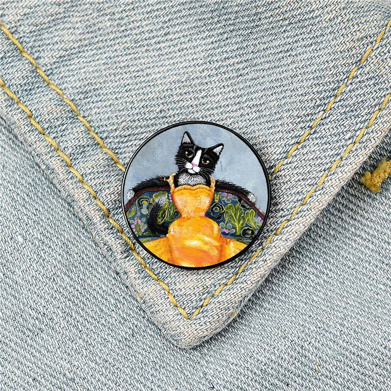 

Cat in a Yellow Dress Pin Custom Funny Brooches Shirt Lapel Bag Cute Badge Cartoon Cute Jewelry Gift for Lover Girl Friends