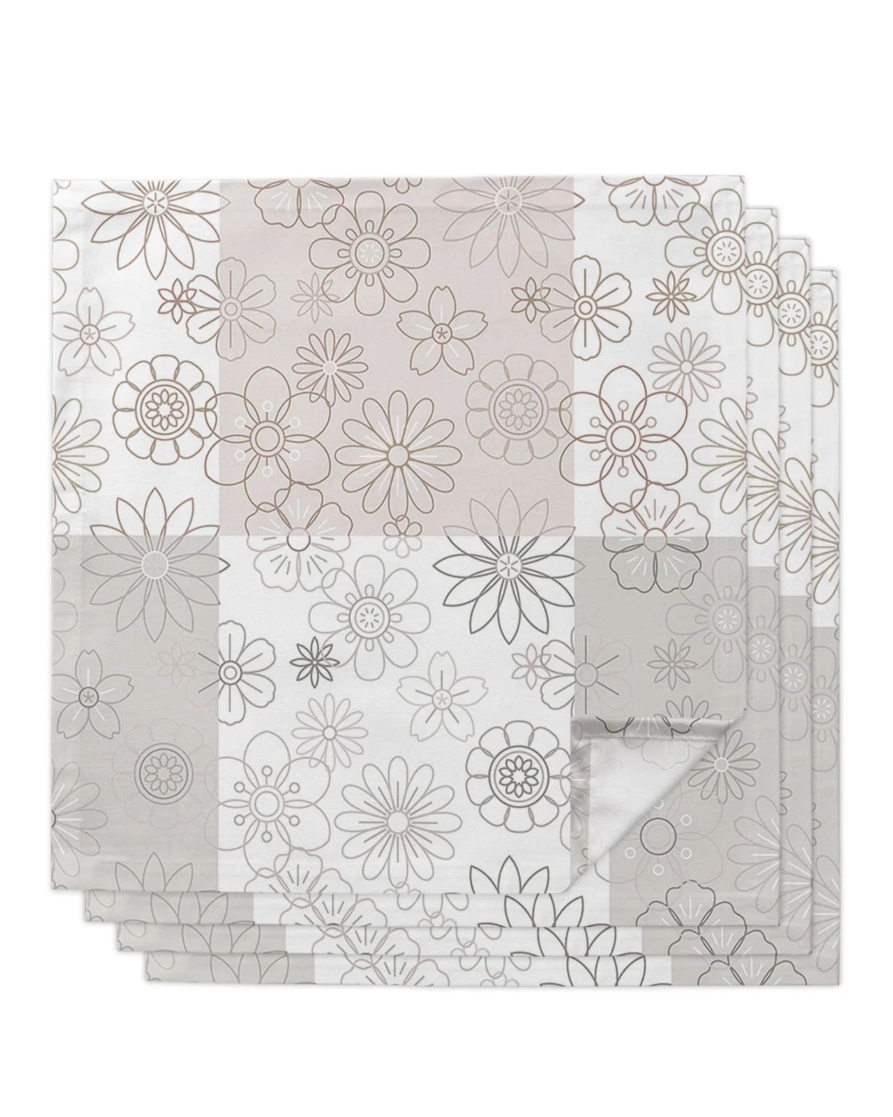 

4pcs Floral Pattern Line Square Napkins 50x50cm Table Napkin Party Wedding Decoration Table Cloth Kitchen Dinner Serving Napkins