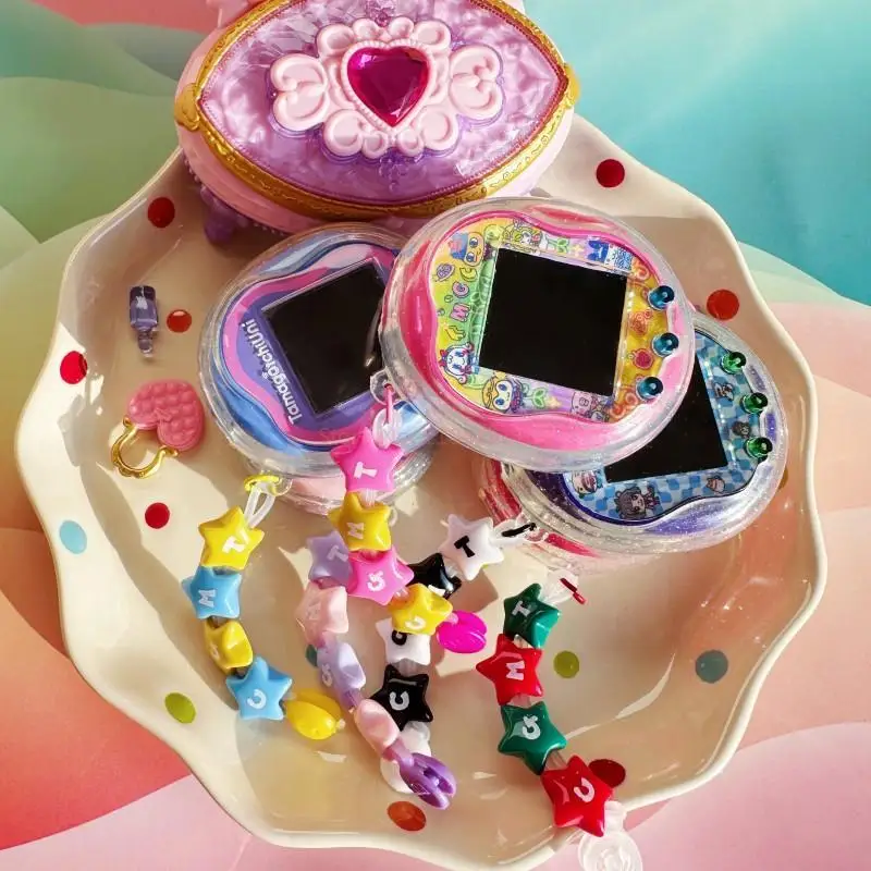 Фото Новый прозрачный мягкий чехол из ТПУ Tamagotchi Uni, сверкающий прозрачный противоударный корпус со шнурком и портом для зарядки, подарки №3