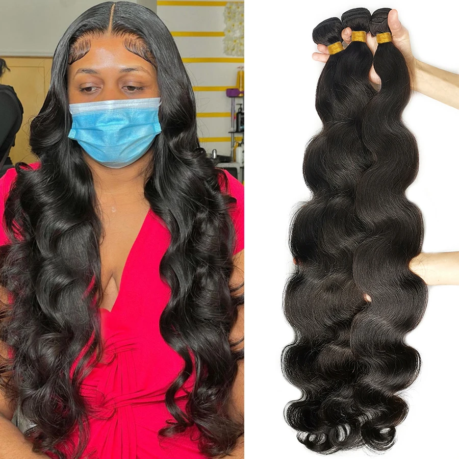 

Loose Body Wave Bundles Human Hair Weave 30 40 Inch For Black Women 3 4 Bundles Deal Peruvian Natural Color Remy Hair Extension