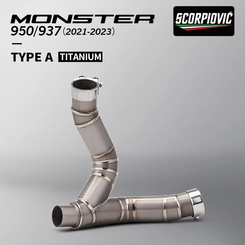 

Для Monster 950 937 2021-2023 выхлопные системы мотоцикла, титановая труба среднего звена, соединение из нержавеющей стали, оригинал