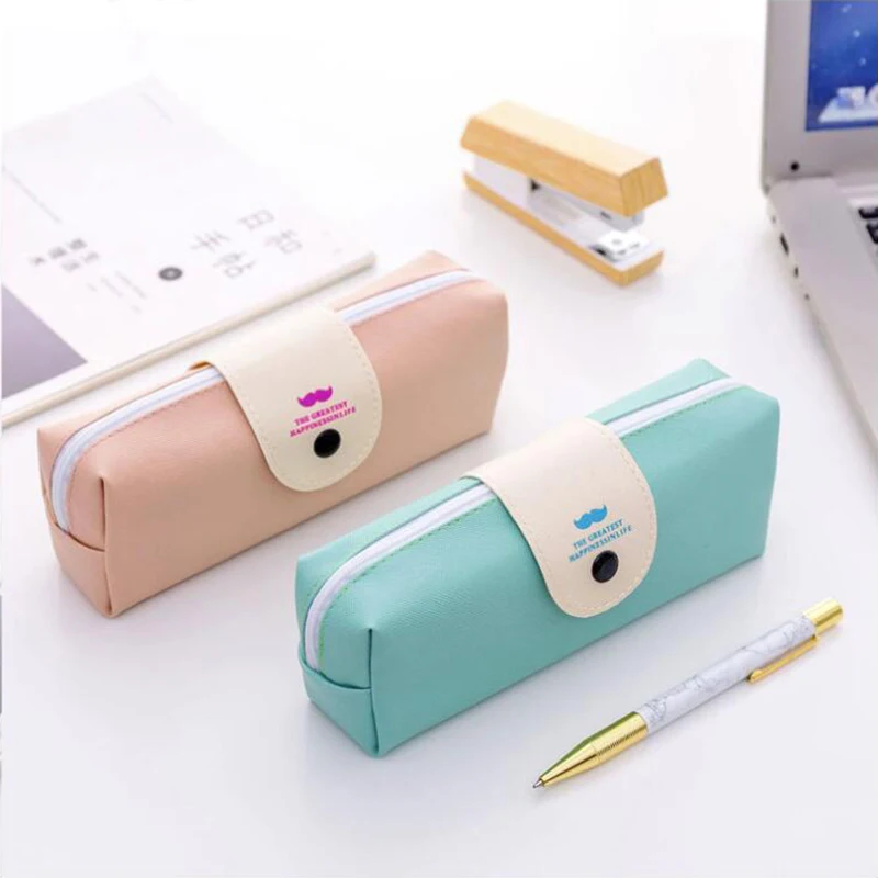 

1PCS Han's Colorful Beard Pencil Case Office Stationery School Supplies High Capacity PU Material High Capacity Pencil Bag