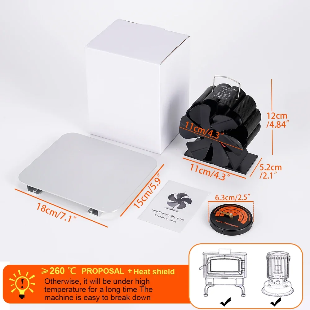 

6-лопастной мини-вентилятор для печи, тепловой вентилятор для камина, дровяная горелка, энергосберегающий, тихий, эко-вентилятор, домашний эффективный распределение тепла