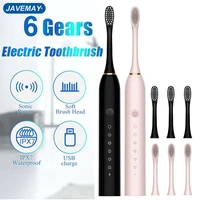 sonic electric toothbrush for adult kids timer brush 6 mode usb charger rechargeable tooth brushes replacement head javemay j189