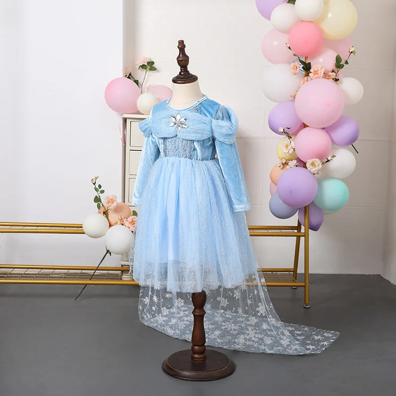 Новинка 2023 платья для девочек детское платье Холодное сердце Эльзы принцессы с