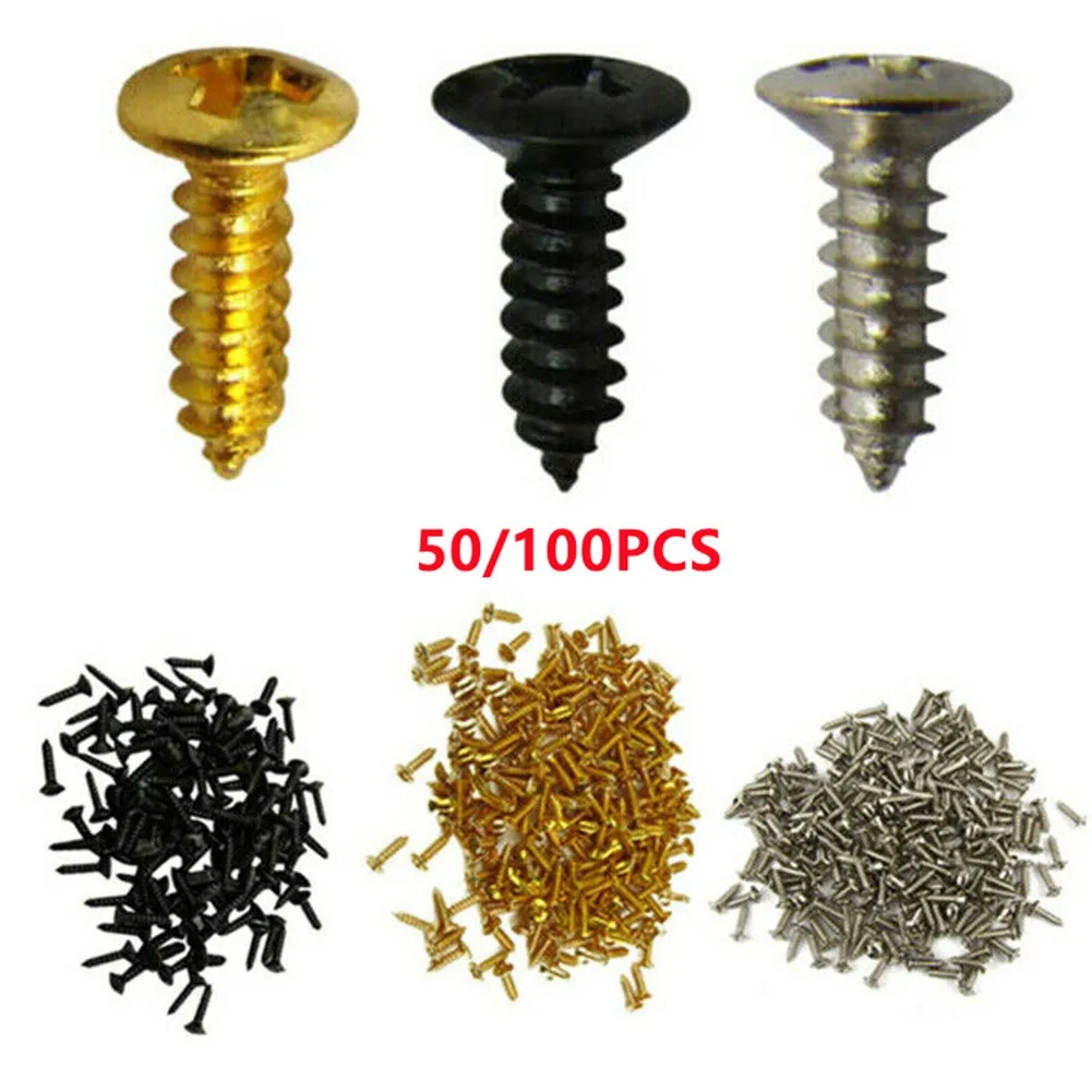 

50/100 Pcs Electric Guitar Bass Pickguard Mounting Screws For Strat Tele Guitar Parts 12 X 3 Mm Replacement Wholesale