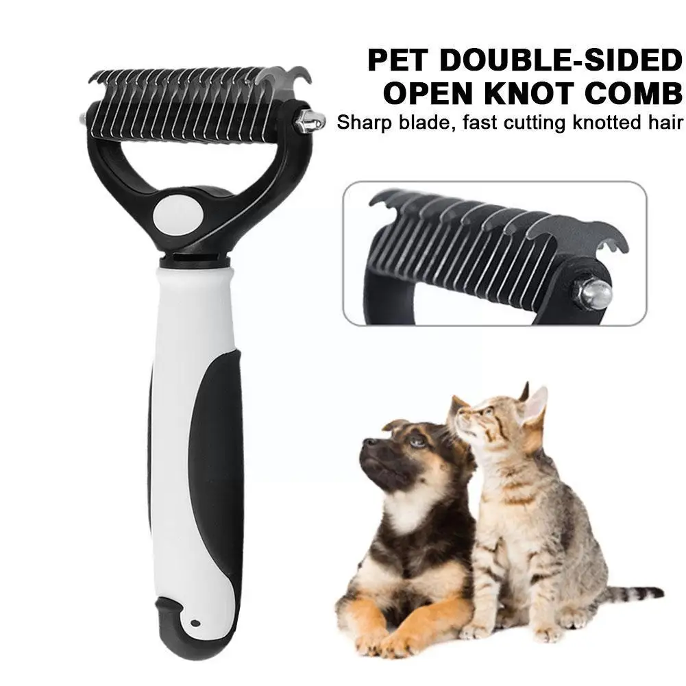 

Pet Hair Removal Comb Reversible Pet Brush Dog Trimmer Knot Pet Brush Shedding Tool Comb Hair Long Curly Supplies Groom M4w6