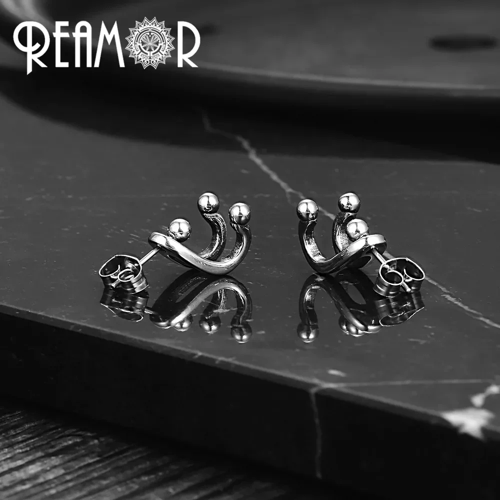 REAMOR Серьги-гвоздики из нержавеющей стали