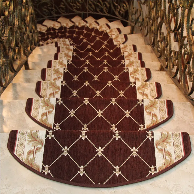 

10/14pcs European Stairs Carpet Set Self-adhesive Stair Tread Mats Luxury Velvet Doormat Rug Carpet Mat For Home Hotel Décor