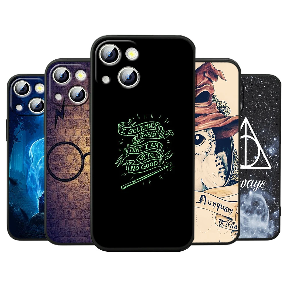 

H-harrys Cute For iPhone 14 13 12 11 Pro Max XS Max X XR 7 8 Plus 6S 5S Silicone Black Shell Phone Case