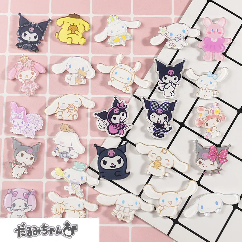 

Женская наклейка Kuromi Melody Cinnamoroll акриловая нашивка детская мультяшная сумка Декор аксессуар Брошь Брелок Студенческая девочка подарок