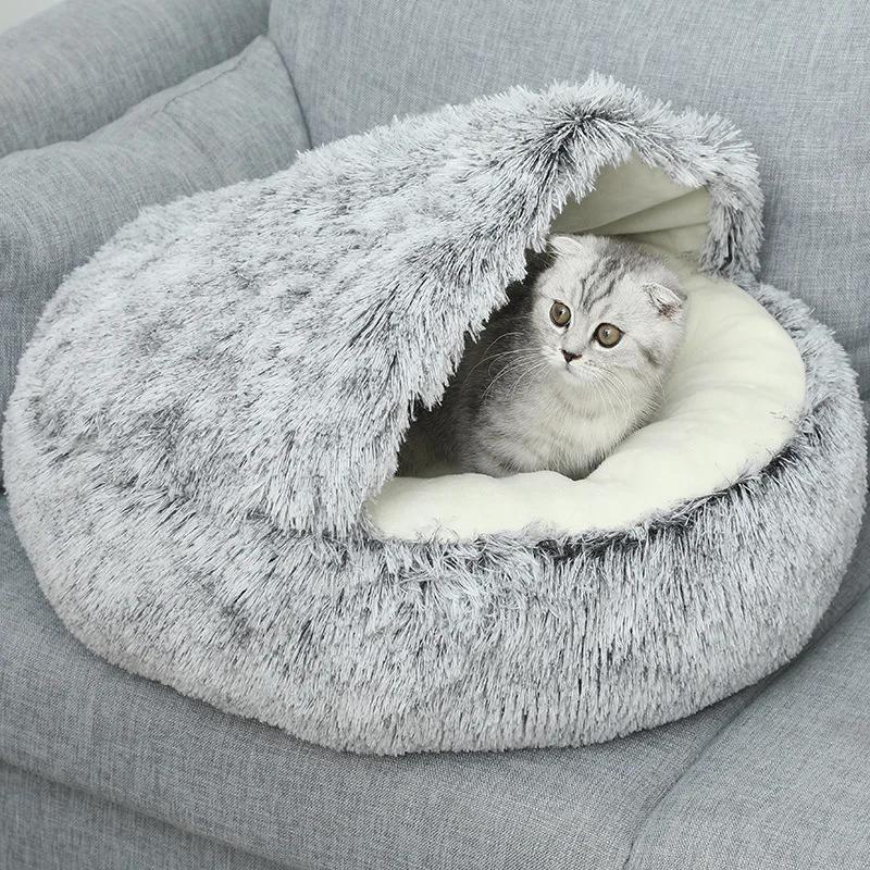

New Soft And Comfortable Warm Semi-enclosed Cat Mattress Pet Cat Bed Semi-enclosed Kennel Dog Bed Sleeping Protection Artifact
