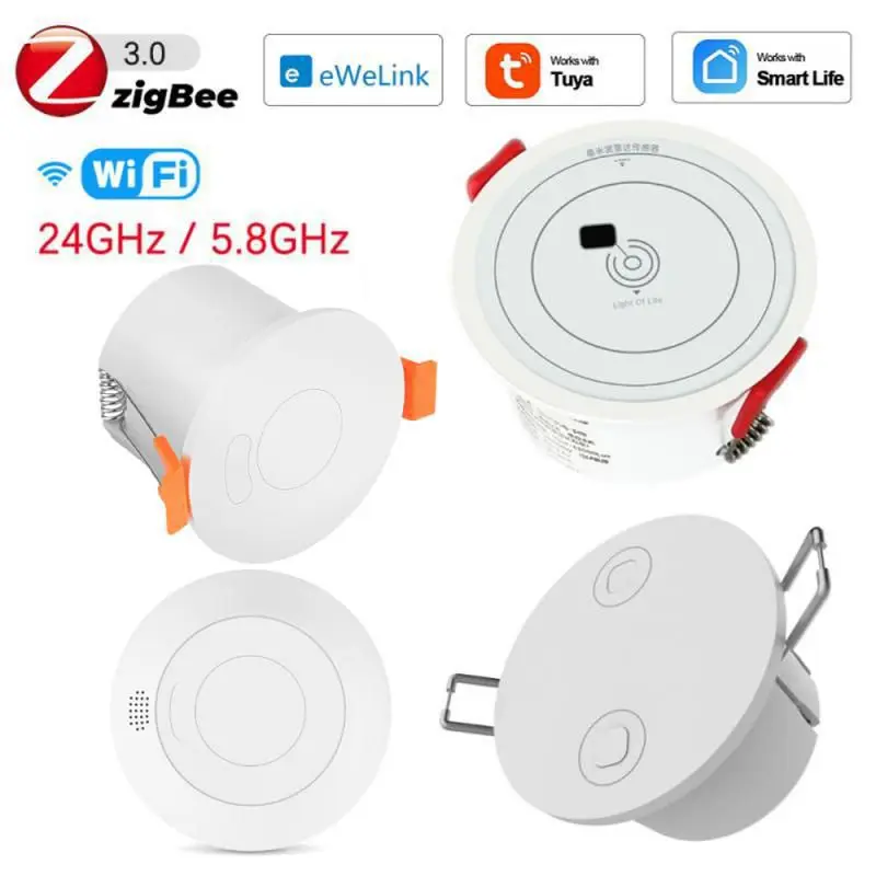 

Детектор присутствия человека Zigbee Wi-Fi MmWave, 5,8/24 ГГц, умный микро Датчик движения и яркости, антирадар безопасности, датчик движения Tuya/eWelink PIR