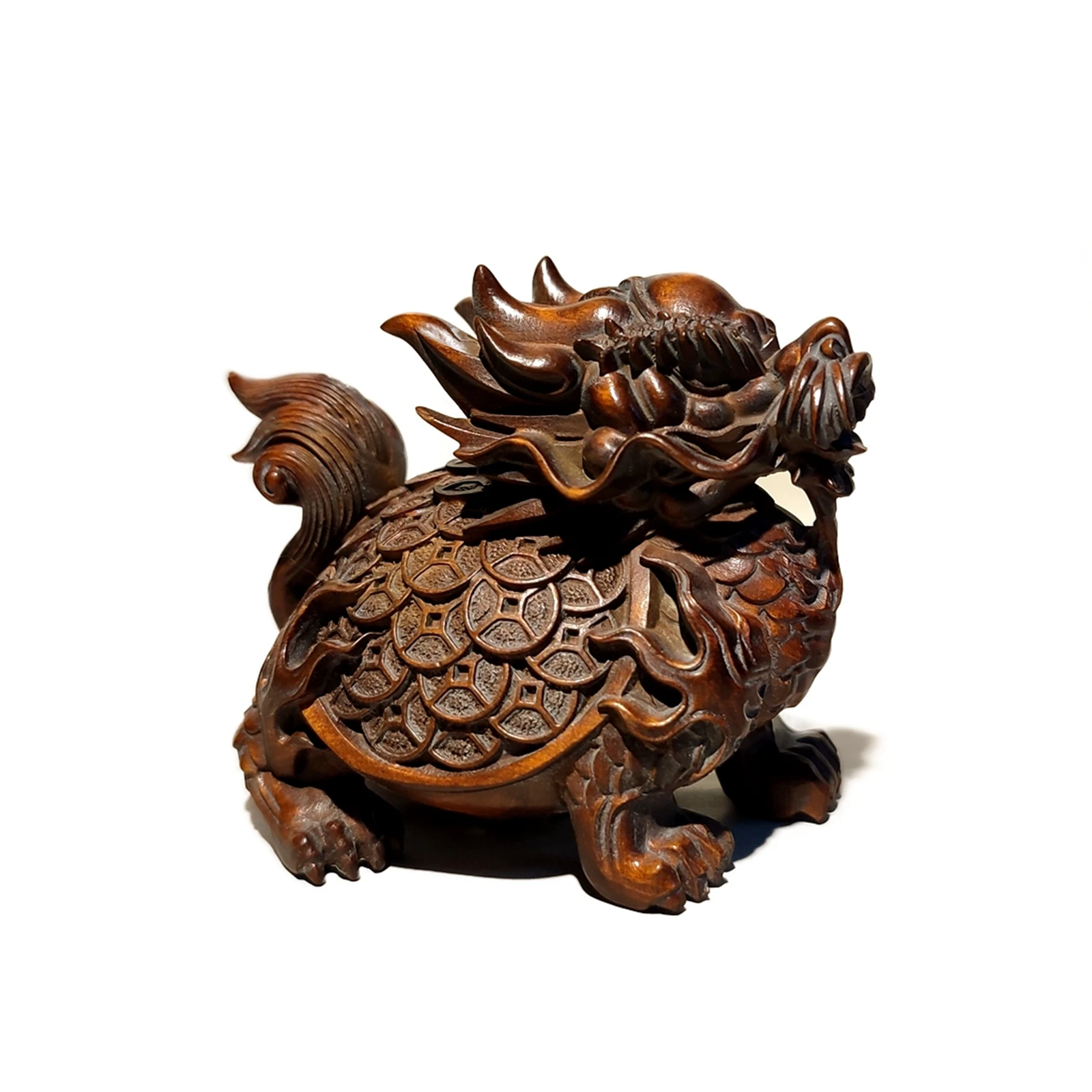

chinese dragon statue Animal figurines kylin unicorn vintage wooden ornament art Xmas gift art incense holder