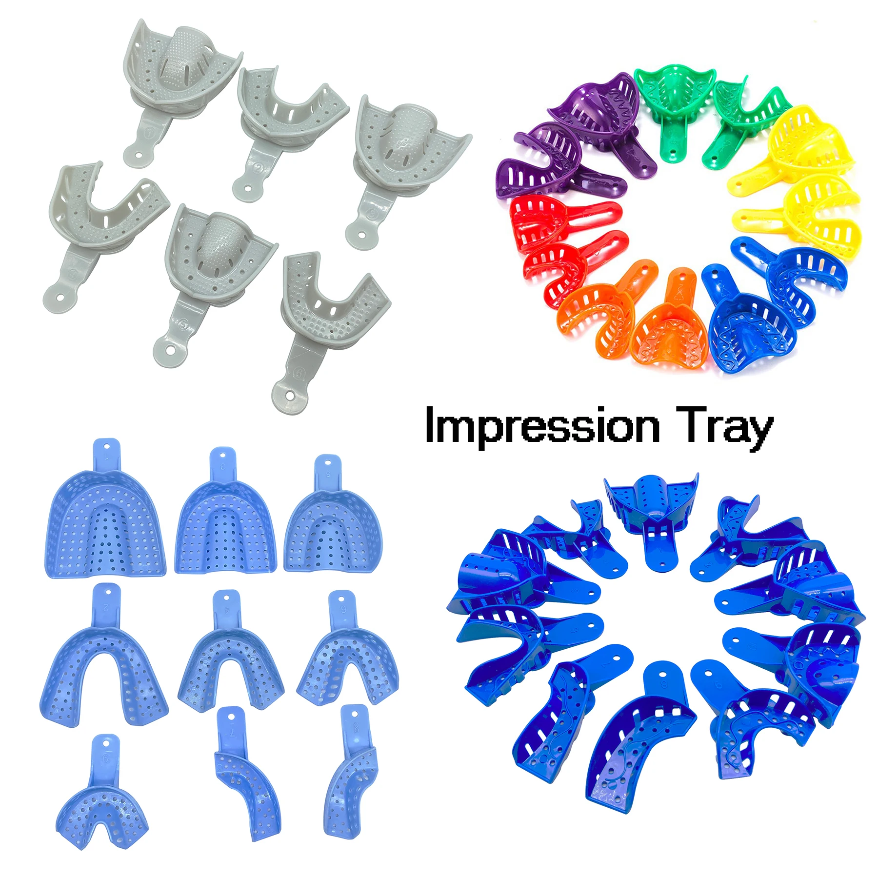 

6pcs/9pcs/10pcs/12pcs Dental Impression Plastic Tray Without Mesh Dentist Tools Dentistry Lab Material Teeth Holder