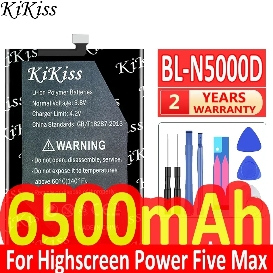 Мощный аккумулятор KiKiss 6500 мАч BL-N5000D для Highscreen Power Five Max FiveMax