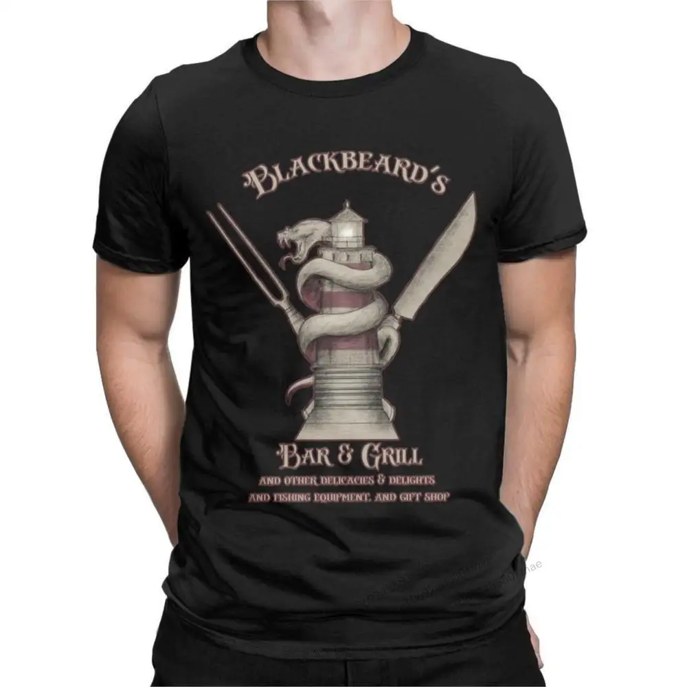 

Blackbeard's Bar & Grill T-Shirts for Men Round Collar Cotton T Shirt Our Flag Means Death Short Sleeve Tee Shirt Clothing
