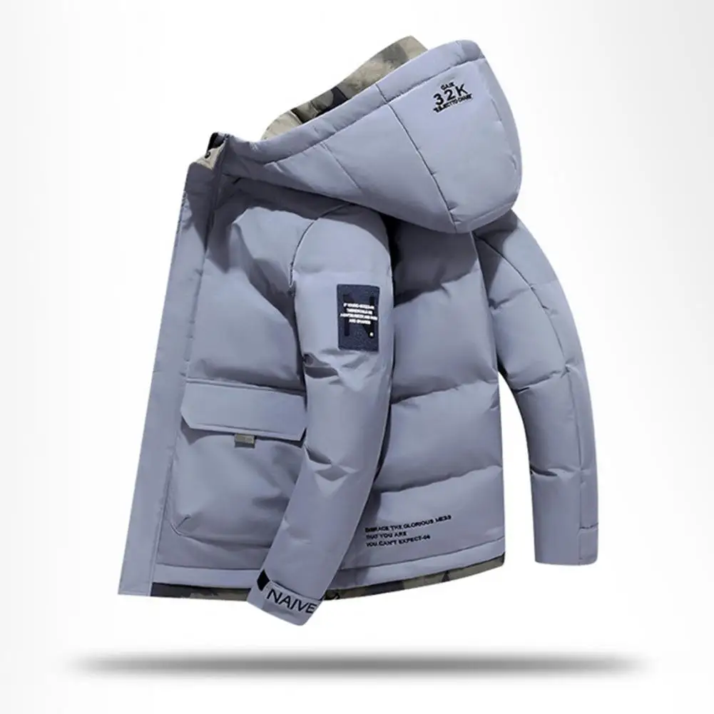 Male Coat Thicken Breathable Cotton Padded Washable Flap Pocket Outerwear   Men Overcoat  Streetwear