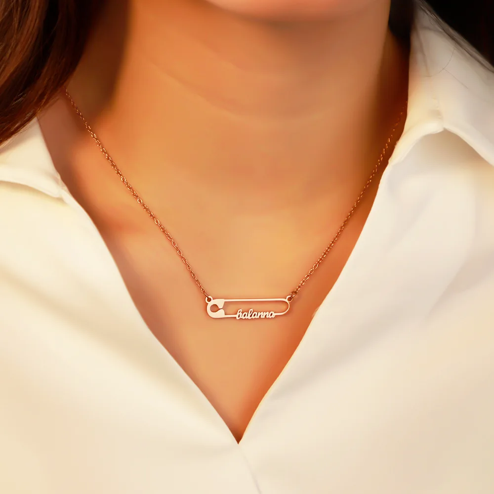 Ожерелье с надписью на заказ зажим для бумаги кулон цепочке из нержавеющей стали