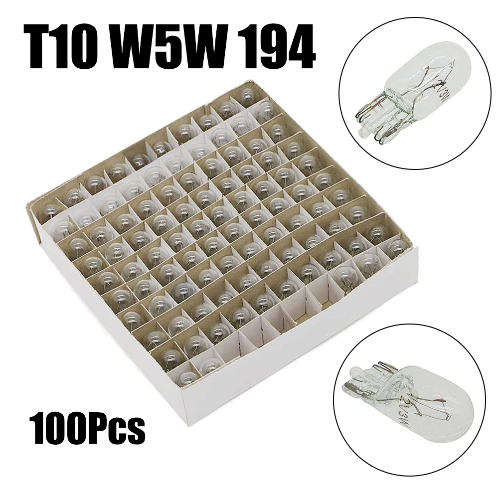 

100PCS 194 T10 Clear Wedge Incandescent Instrument Panel Light Bulbs 5W 12V 194 168 501 147 152 158 159 161 184 For Reverse