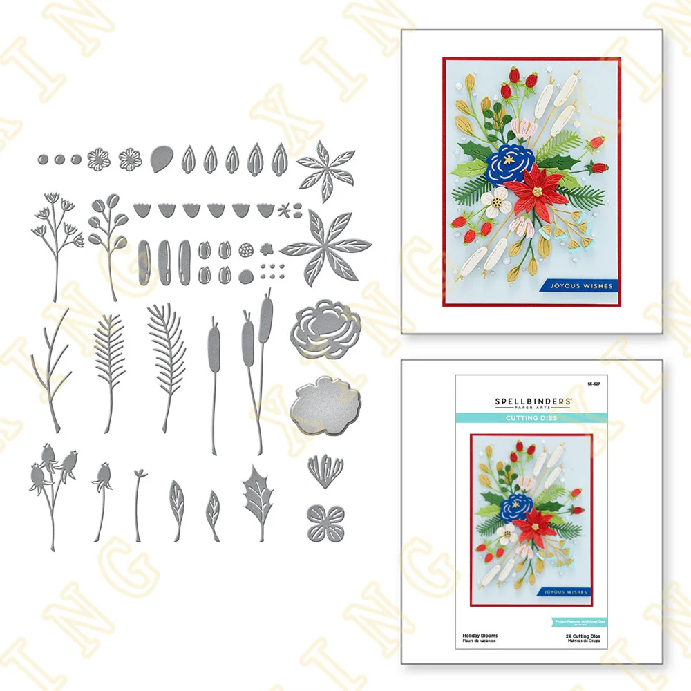 

Holiday Blooms Metal Cutting Dies Scrapbook Diary Decoration Stencil Embossing Template Diy Greeting Card Handmade 2022 New