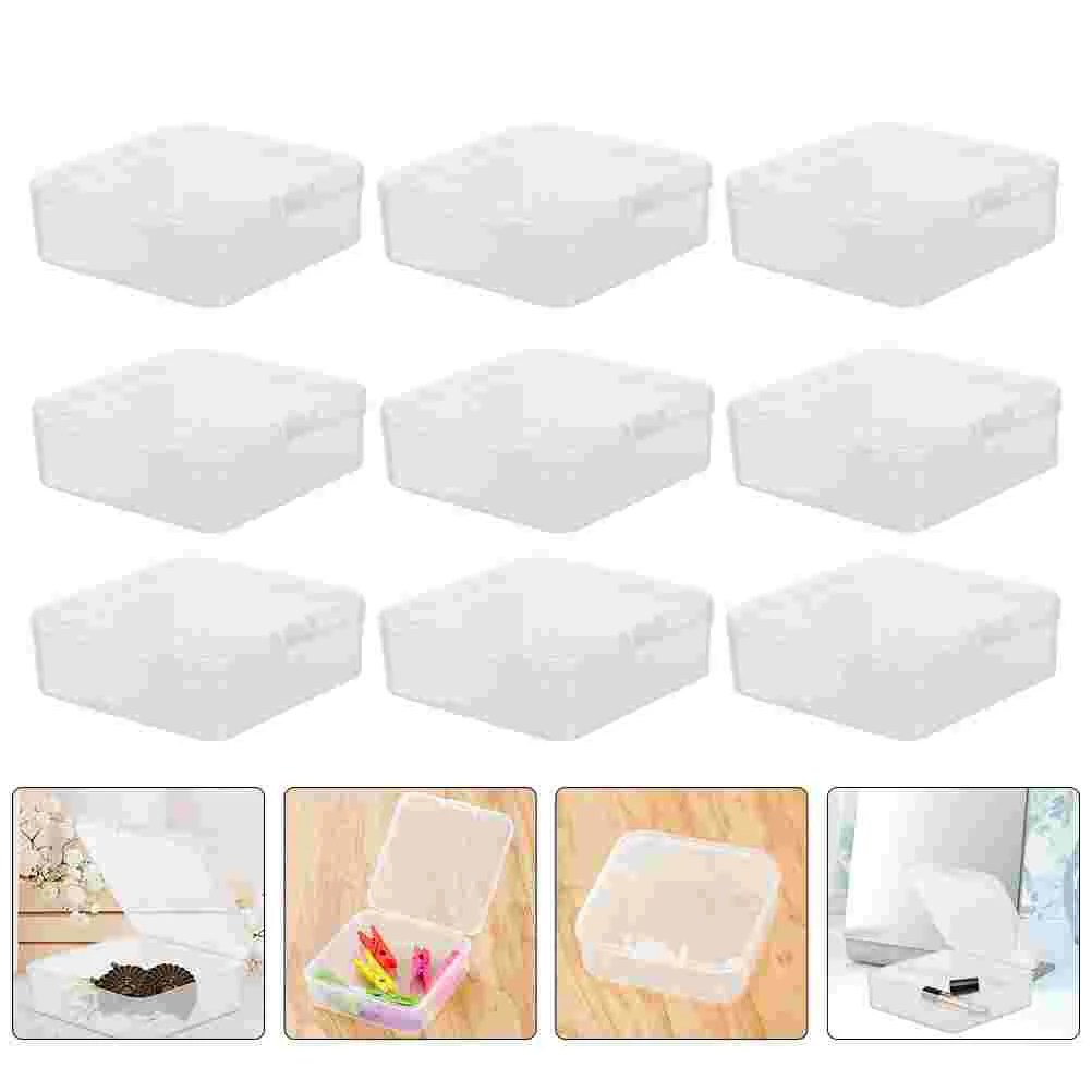 Clear Empty Square Box: Craft Beads Containers Case with Lids Small Box for Earbud Earrings Bills Small Trinkets Items Storage