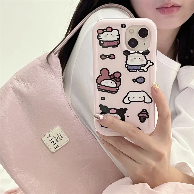 

Kawaii Sanrio Phone Case Kitty Mymelody Kuromi for Iphone14 13 12 11 Promax All-Inclusive Soft Shell Anti-Drop Case Accessories