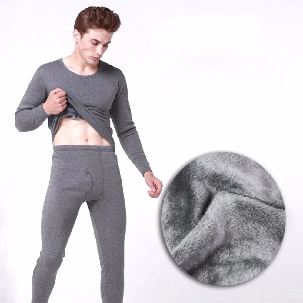 Winter Thermal Underwear Sets Men Fleece Thermo Long Johns Fleece Tops Pants Underwear Indoor Casual Clothing Pajamas Suit 4XL