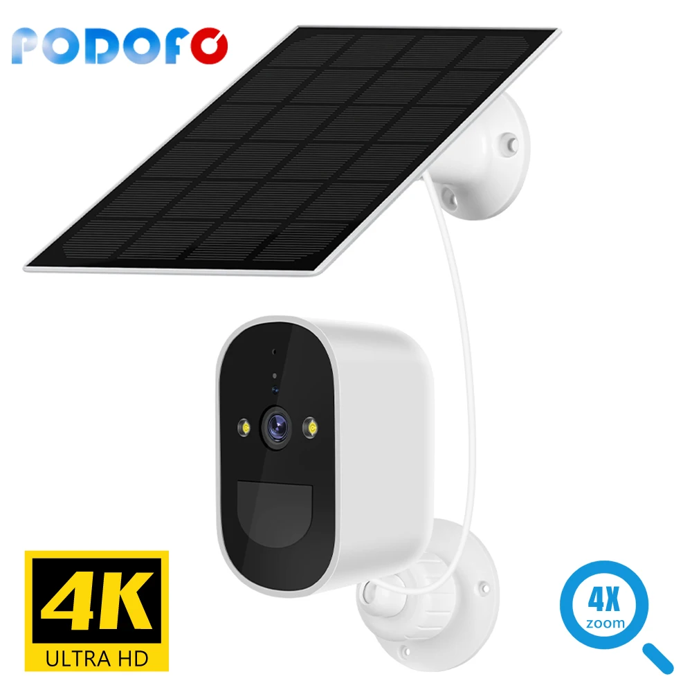 

Беспроводная Солнечная Wi-Fi камера видеонаблюдения, наружная IP-камера Full HD 1080P с аудио и перезаряжаемой батареей 4000 мАч