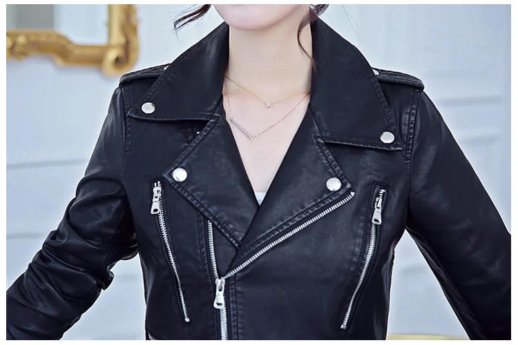 Slim Skinny Vintage Fashion Faux Leather  Jaqueta Feminina Jackets Women Jacket Autumn Winter Jacket Women Short Top Black
